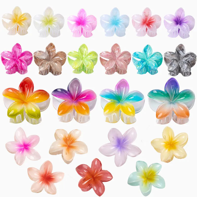 Cute Women's Plumeria Plastic Resin Stoving Varnish Hair Claws