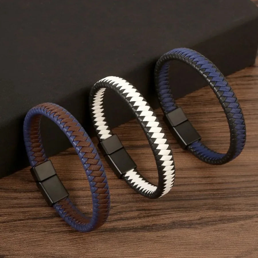 classical color block alloy handmade men's bracelets bangle