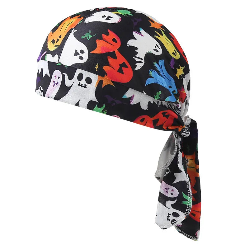 Fashionable Pirate Hat Headscarf Combo For Outdoor Sports And Halloween Party Unique Asymmetric Satin Design Chinese Style Hip Hop