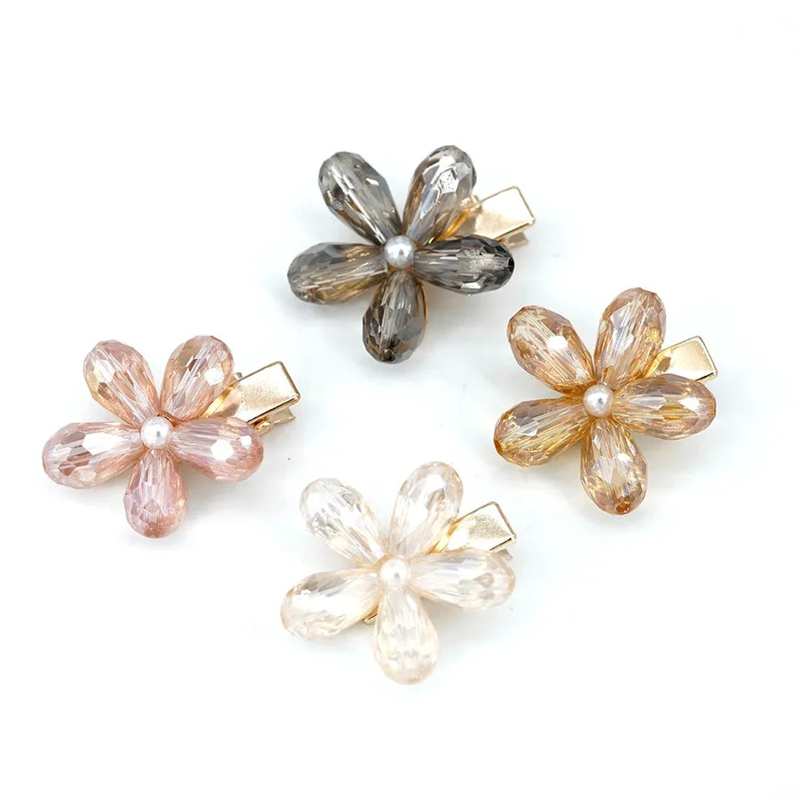 Sweet Women'S Plumeria Alloy Inlay Glass Hair Clip