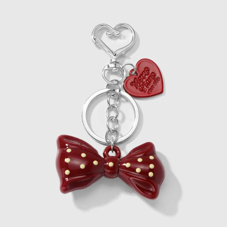 Sweet Cool Style Heart Shape Bow Knot Dice Arylic Women's Keychain