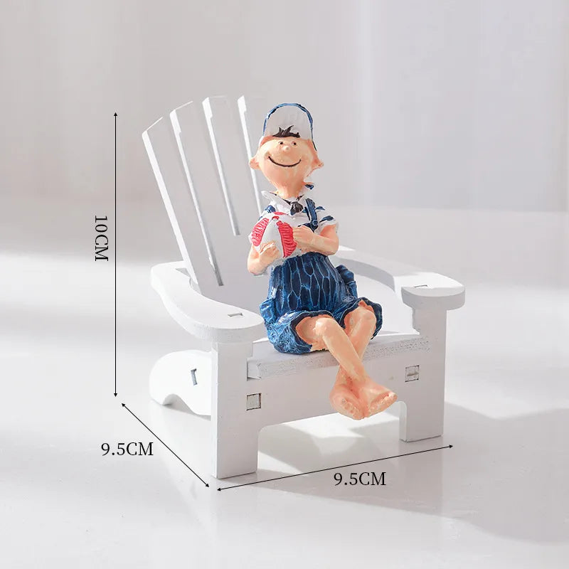 Cute Marine Style Cartoon Character Wood Ornaments Artificial Decorations