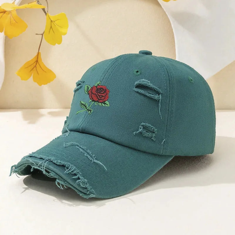 Unisex Streetwear Rose Curved Eaves Baseball Cap