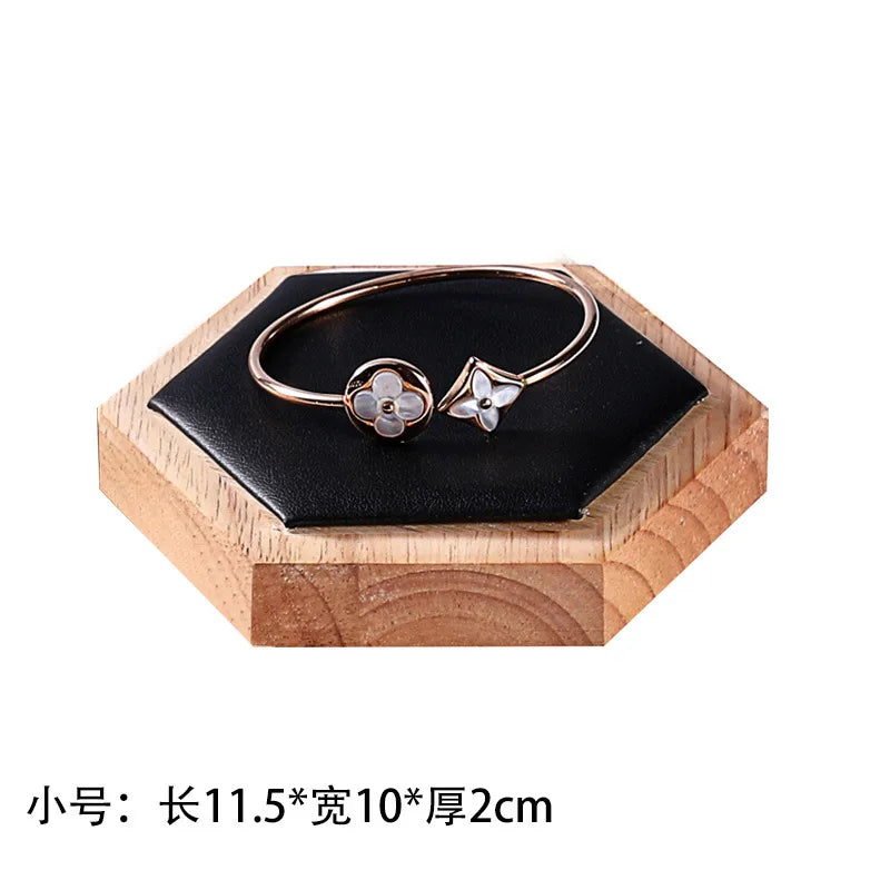 Jewelry Display Stand Earring Bracelet Necklace Ring Holder Wooden Hexagonal Structure Academic Style Crafted From Solid Wood