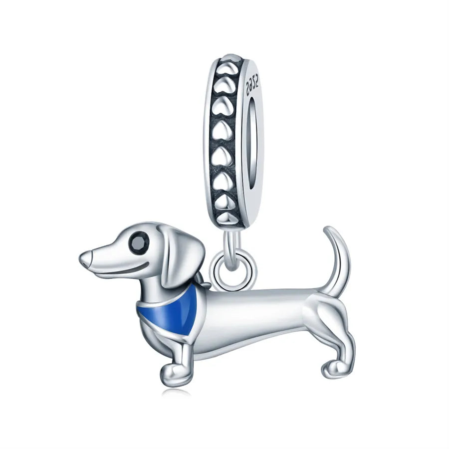 1 Piece 10*5mm 925 Sterling Silver Zircon Dog Cat Pendant Beads Jewelry Accessories