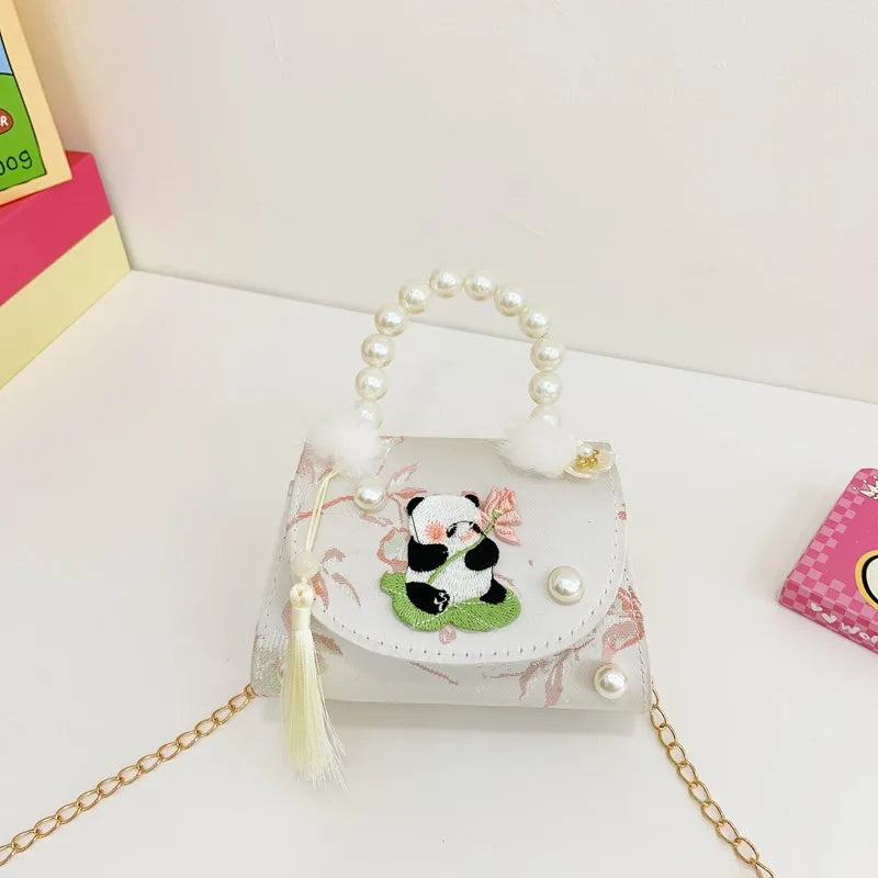 Children's Bag Women's Chinese Style Butterfly Flower Girls' Satchel Princess Pearl Handbag Shoulder Crossbody Bag Wholesale