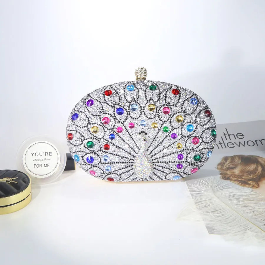 New  fashion peacock diamond retro exotic style messenger bag dinner bag high-end gift bag factory direct sales