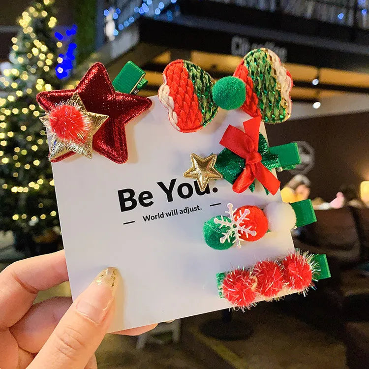 simple style christmas tree snowman cloth hair clip 1 set