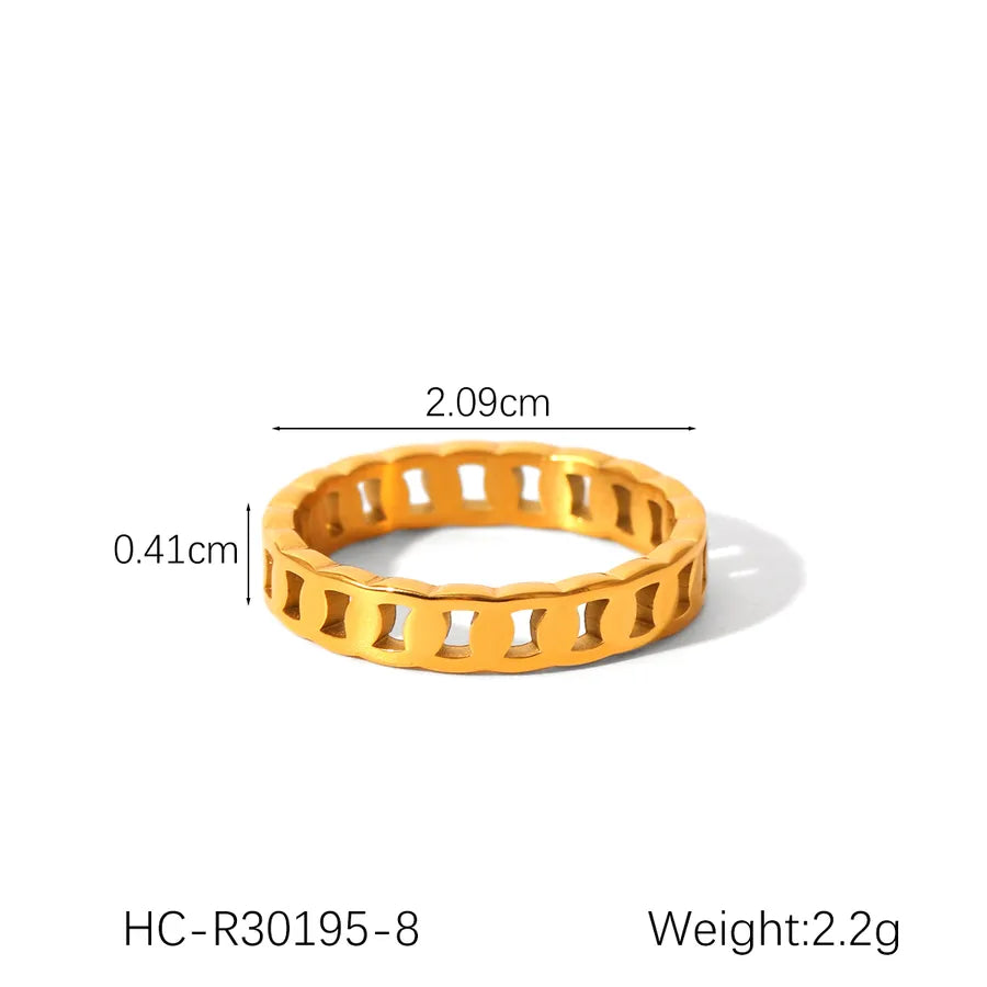 Wholesale Jewelry Modern Style Solid Color 304 Stainless Steel Titanium Steel Zircon 18K Gold Plated Rings