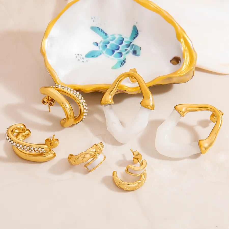 1 Piece Luxurious Sexy Circle 304 Stainless Steel 18K Gold Plated Earrings