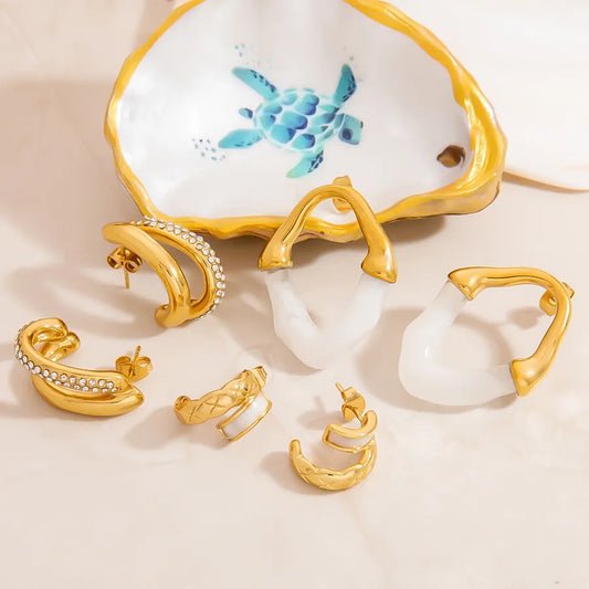 1 Piece Luxurious Sexy Circle 304 Stainless Steel 18K Gold Plated Earrings