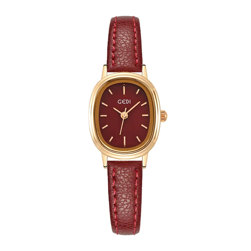 Retro Solid Color Buckle Quartz Watch Women's Watches