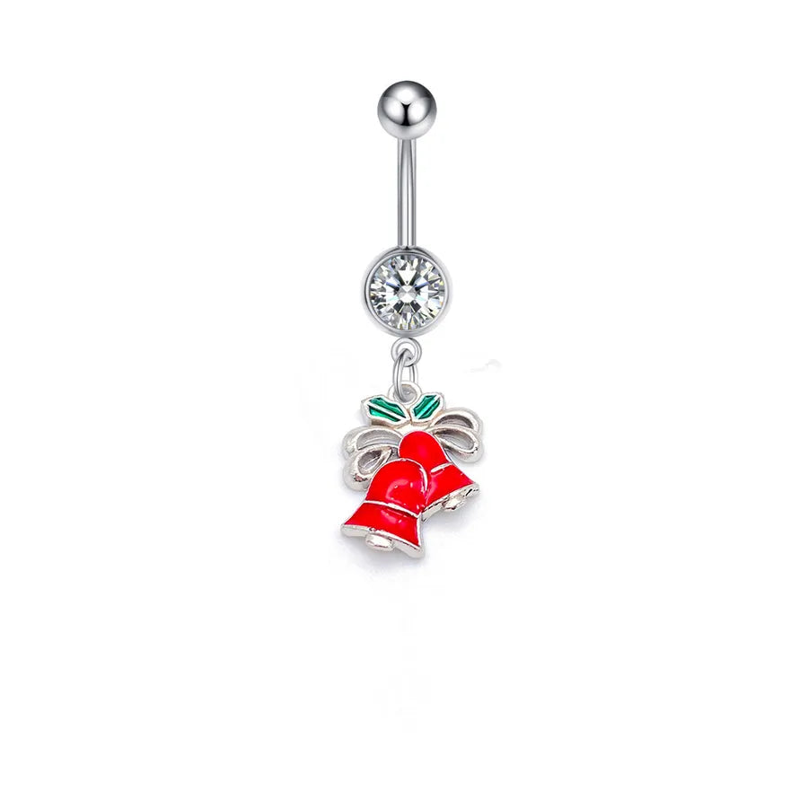 Christmas Belly Button Ring Stainless Steel Belly Stud Santa Claus Snowflake Deer Pendant  Navel Jewelry