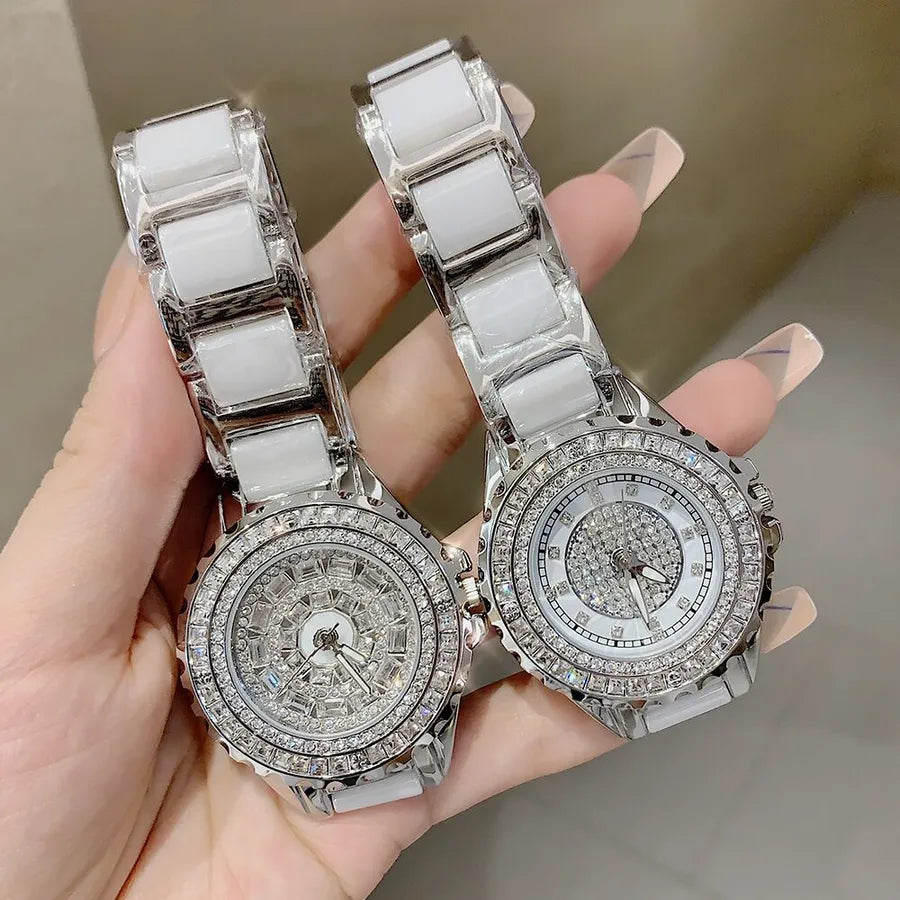 Shiny Solid Color Butterfly Double Snap Quartz Watch Women's Watches
