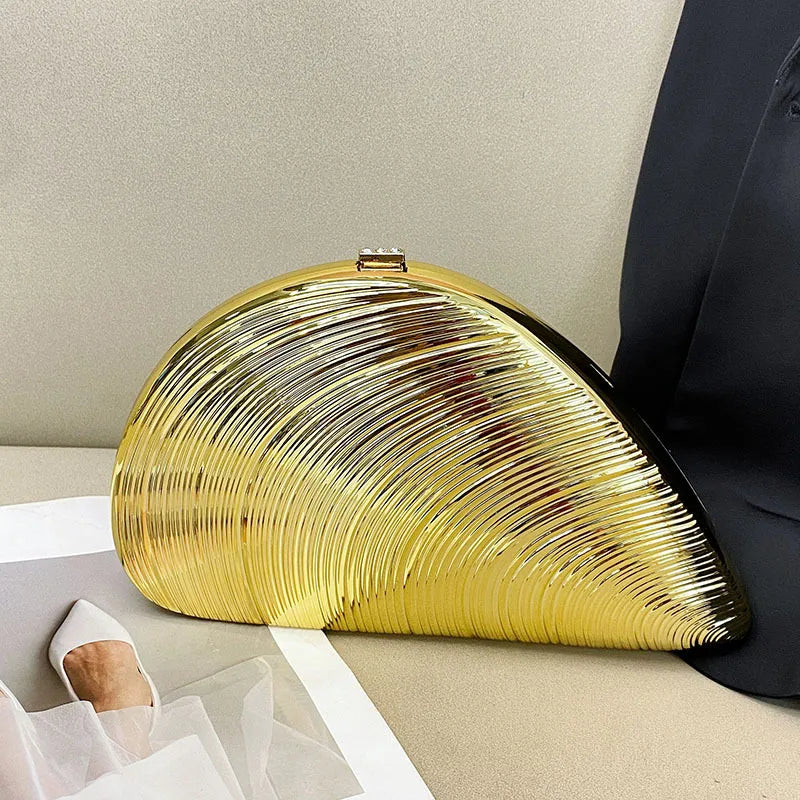 Gold Champagne Silver Arylic Solid Color Shell Evening Bags