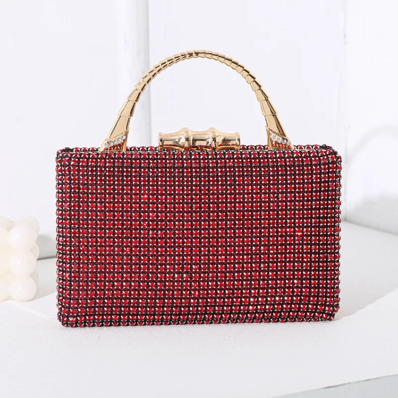 Silver Black Red Pu Leather Solid Color Square Evening Bags