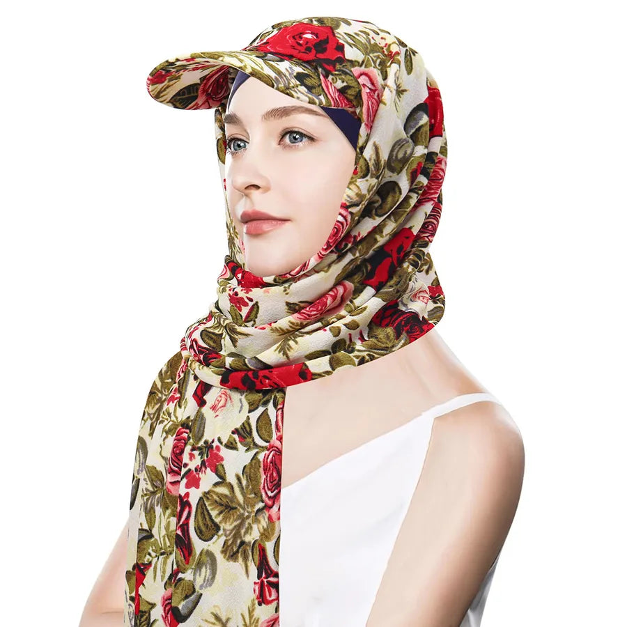 New Style Pure Color Women's Scarf Hat Middle East All-Match Overhead Muslim Headscarf Cap Spring Summer Autumn Winter