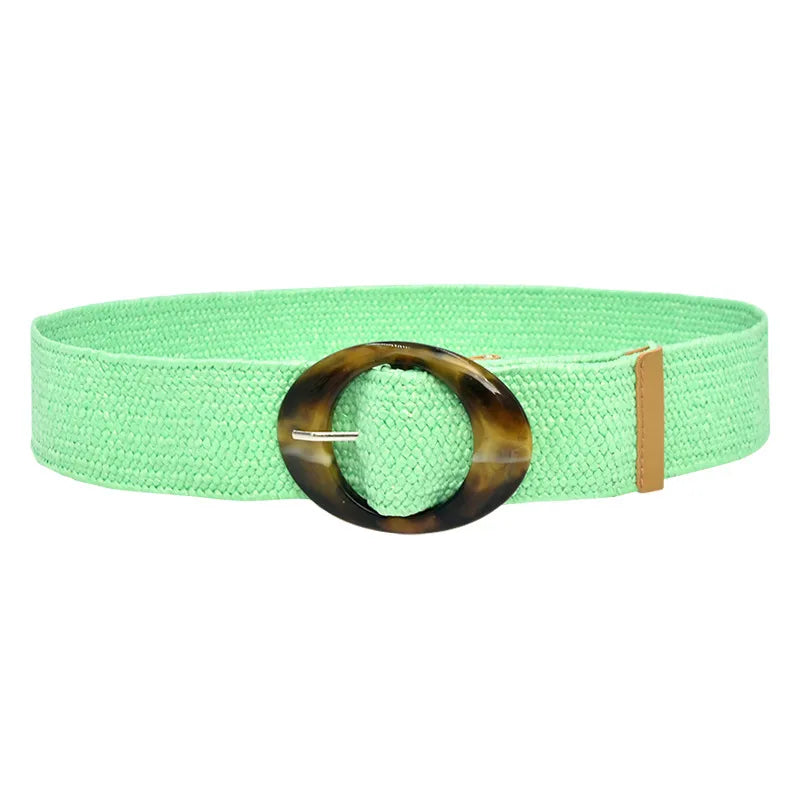 Retro Commute Stripe Solid Color Straw Women's Woven Belts