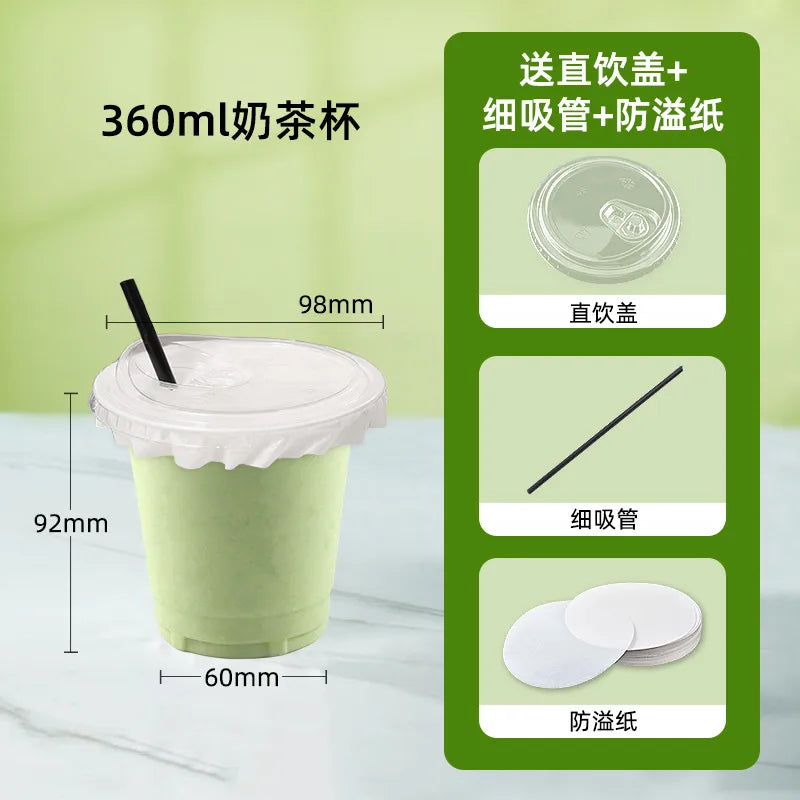 in stock wholesale disposable cup milk tea batch with lid thickened transparent plastic cup stall store packing cup