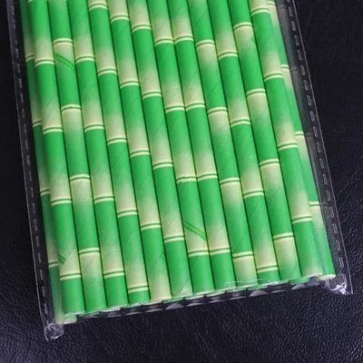 Multicolor Flat Bamboo Pattern Paper Straw Paper Straw