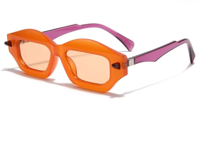 retro color block pc polygon full frame men's sunglasses