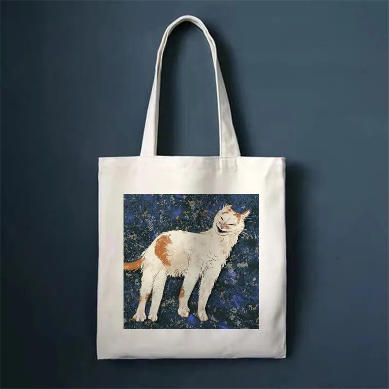 women's simple style cat shopping bags