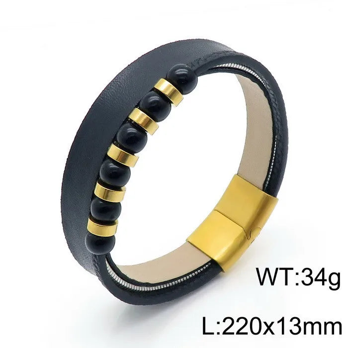 punk streetwear geometric titanium steel men's bangle