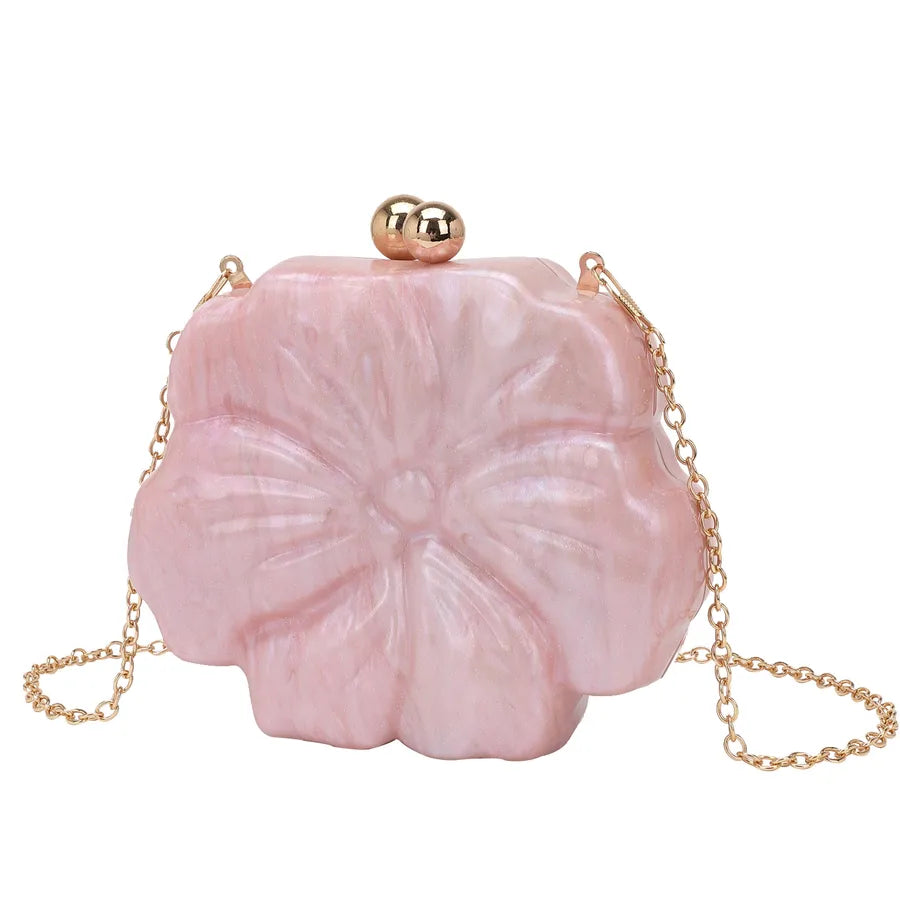 White Pink Black Arylic Solid Color Round Evening Bags