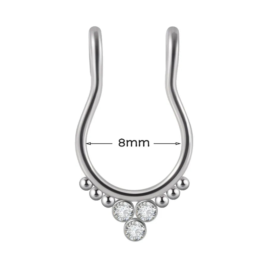 1 Piece Nose Rings & Studs Hip-Hop Round 304 Stainless Steel Rhinestone Copper Plating Rhinestones Zircon