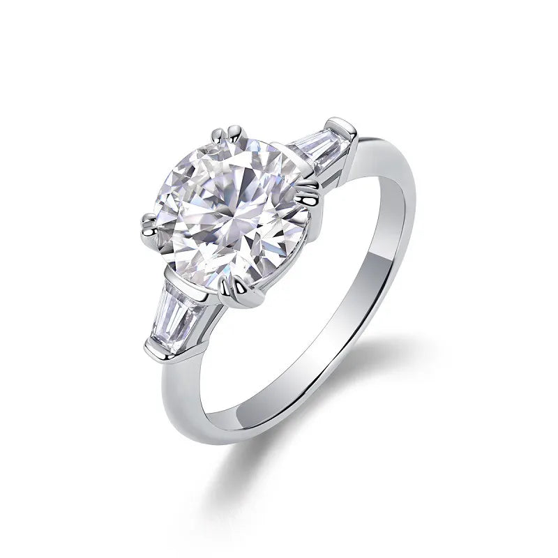 Moissanite 925 Sterling Silver Rings GRA Certificate Geometric Rings