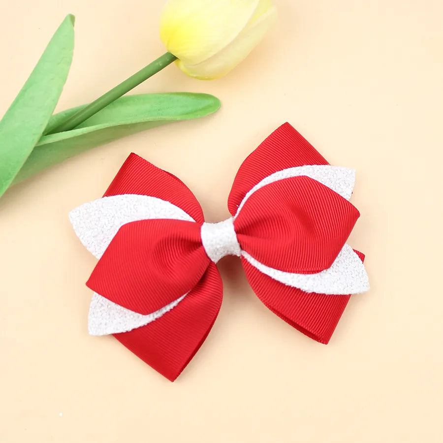 Europe and the United States new double-layer children's glitter film bow hair accessories girls hair clips cute girls hair accessories