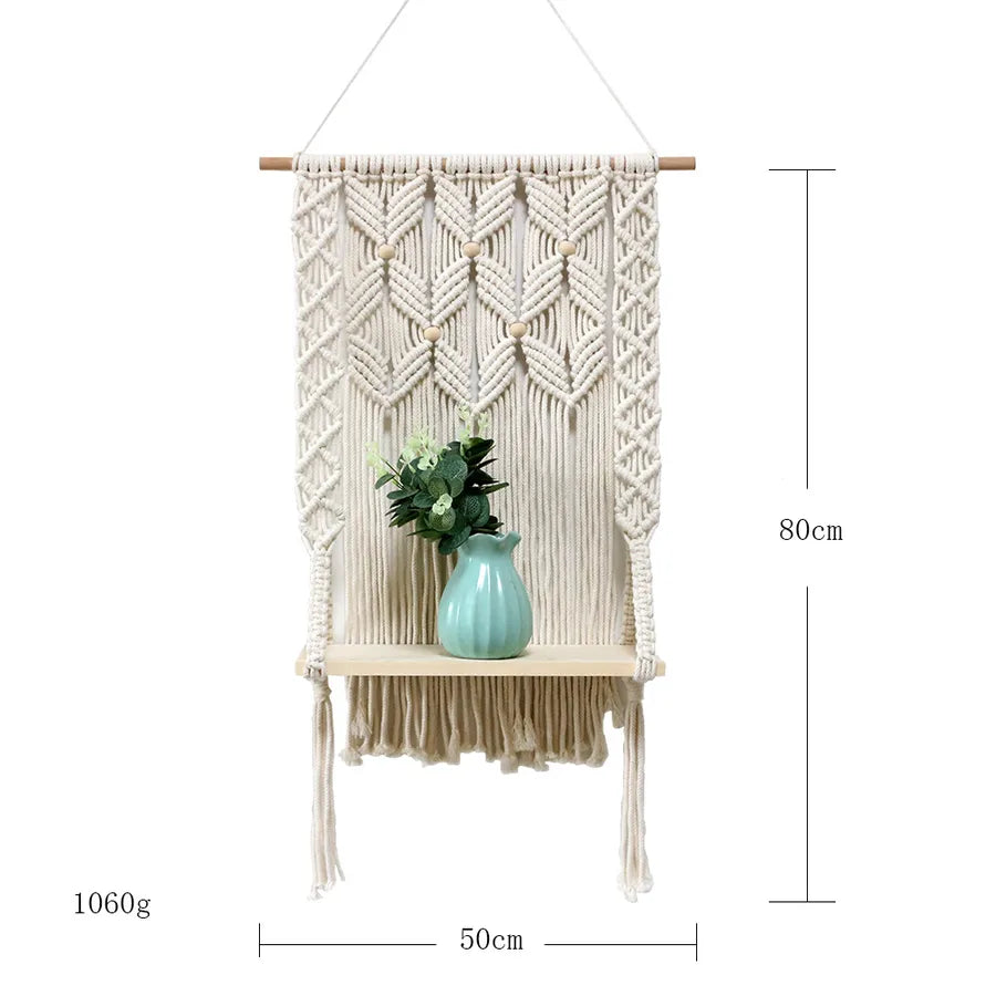 New Pure Cotton Rope Hand-woven Tapestries Storage Rack Home Storage Wall Decorations Simple and Practical Decorations