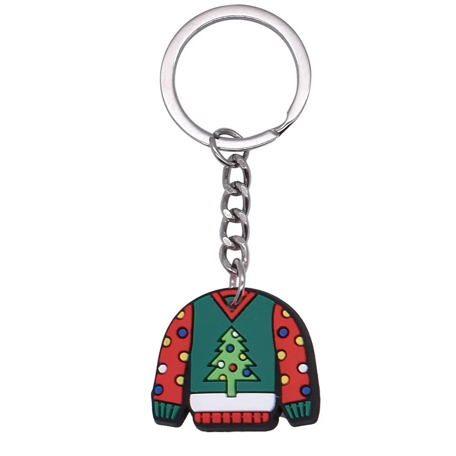 Cartoon Style Cartoon Character Christmas Hat Christmas Socks PVC Metal Christmas Women's Bag Pendant Keychain