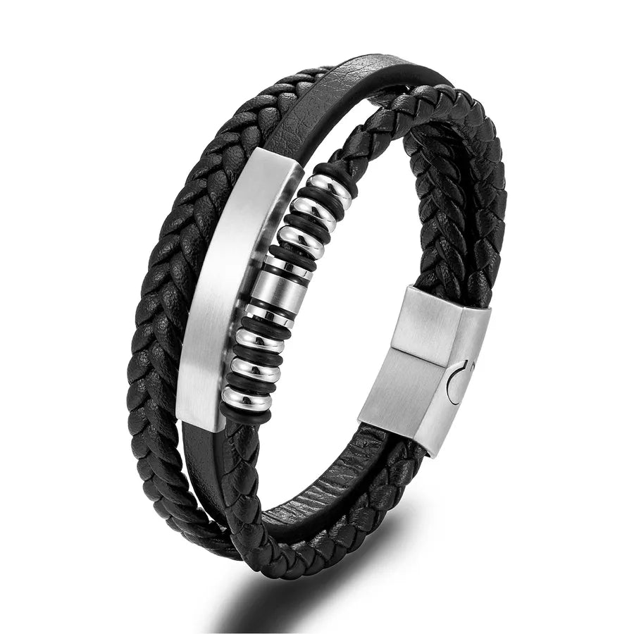 hip-hop retro geometric stainless steel polishing men's bangle