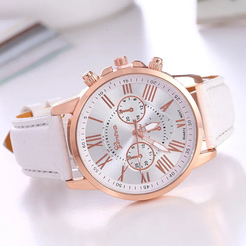 casual solid color buckle quartz women's watches