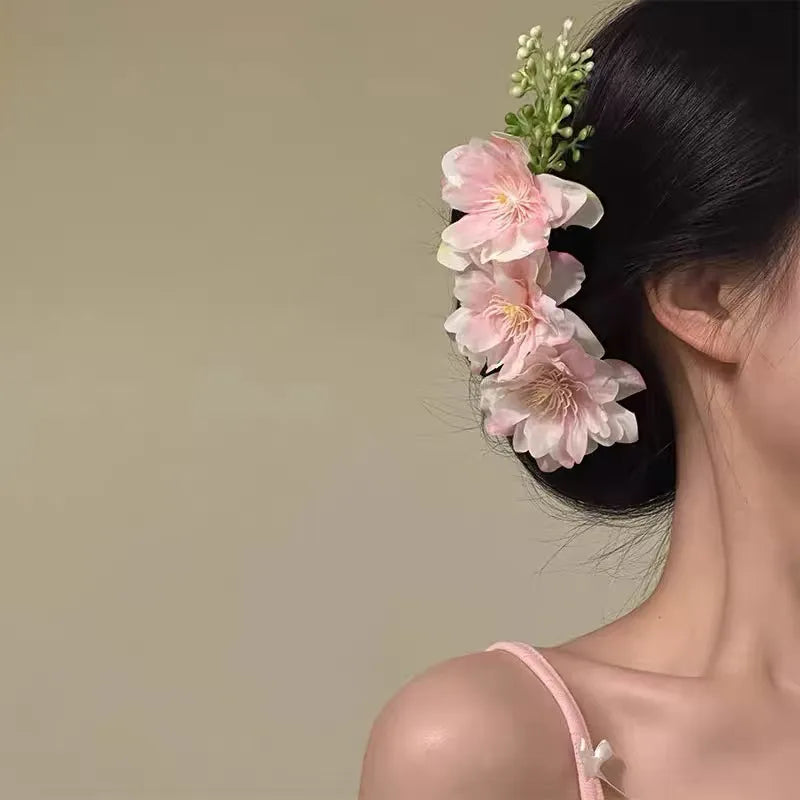 Super Fairy Artificial Flower Butterfly Flower Tassel Grip Female Sweet Style Unique and Exquisite Barrettes Ins All-Match Hair Accessories Fashion