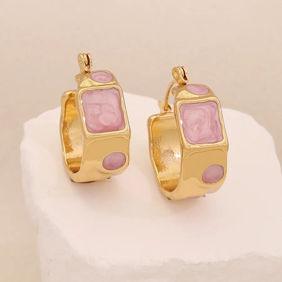 1 Piece Elegant Glam Romantic Geometric Square 304 Stainless Steel Earrings