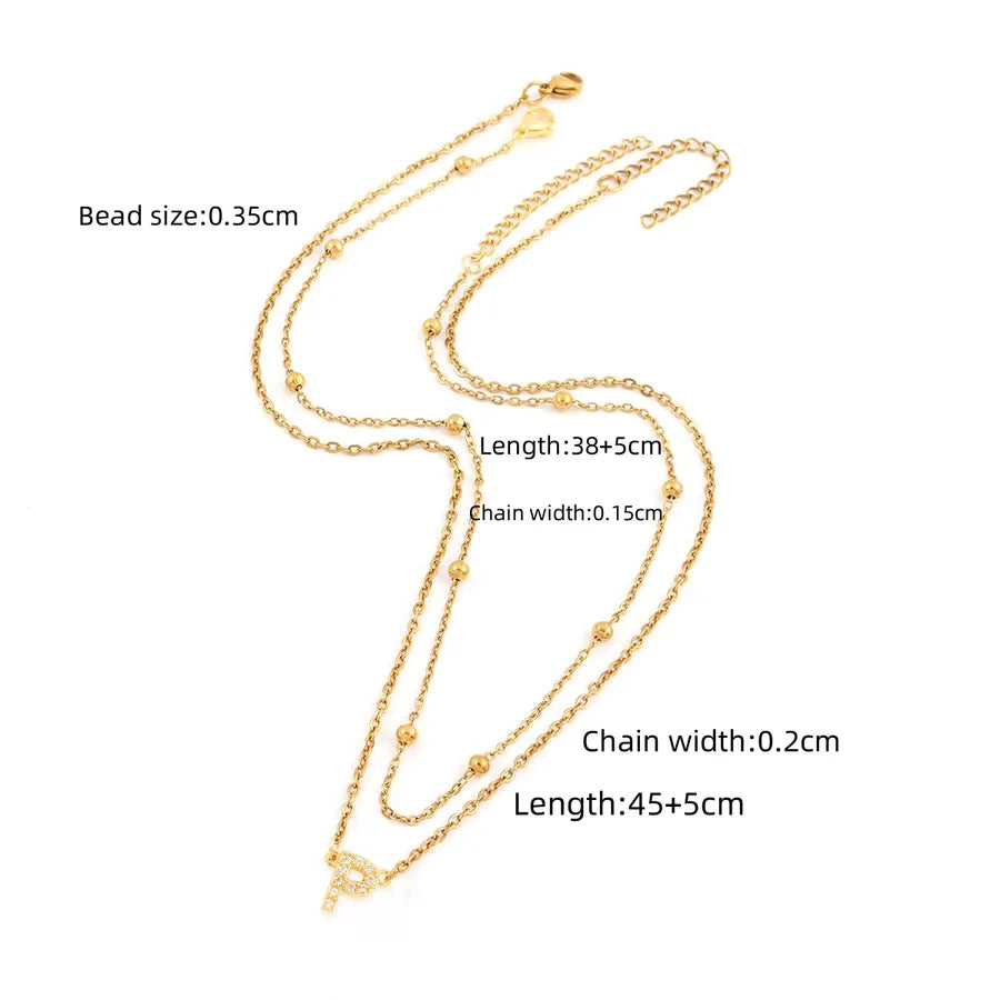 Wholesale Jewelry Simple Style Classic Style Letter 201 Stainless Steel Copper ball chain cable chain Pendant Necklace