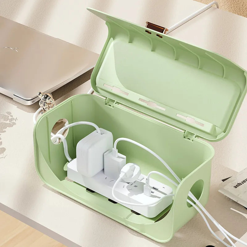 Wire storage box household power cord plug block data cable socket set top box light luxury desktop hub box