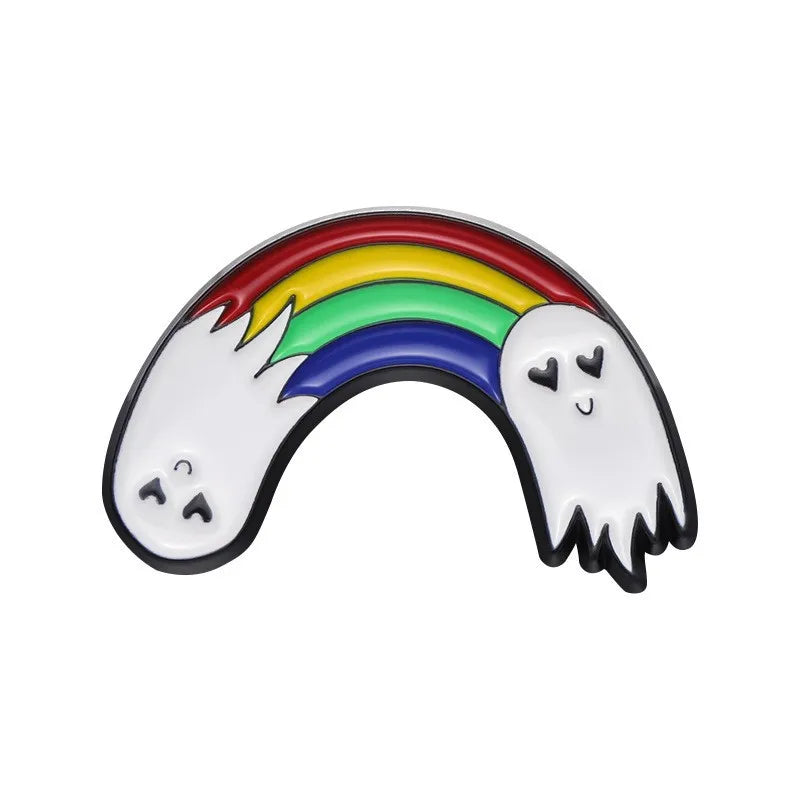 Creative Cartoon Rainbow Chest Pin Set Zinc Alloy Painted Cloud Shape Fashionable Men Women Lapel Pins Bag Decorations