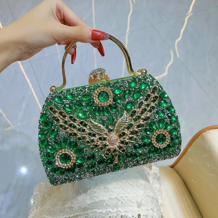 New   diamond crystal handbag full diamond fashion dress banquet bag evening bag shoulder crossbody bag