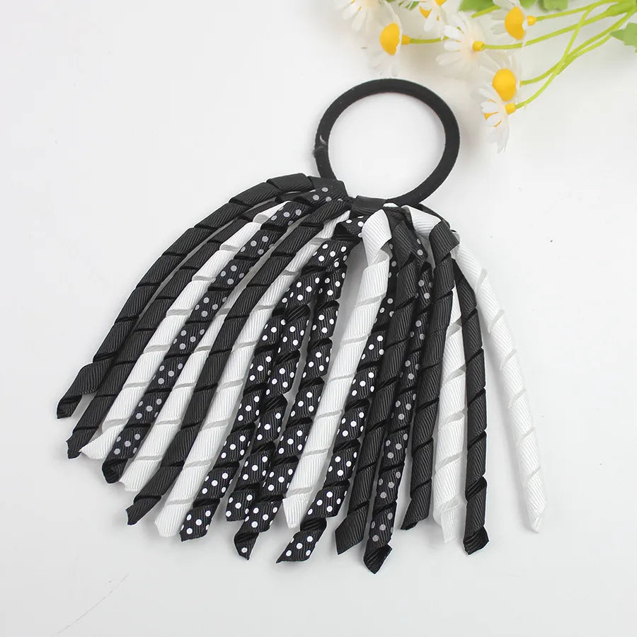 explosions girls' hair accessories wave point printing roll belt head rope rubber band children's accessories long ponytail hair accessories wholesale