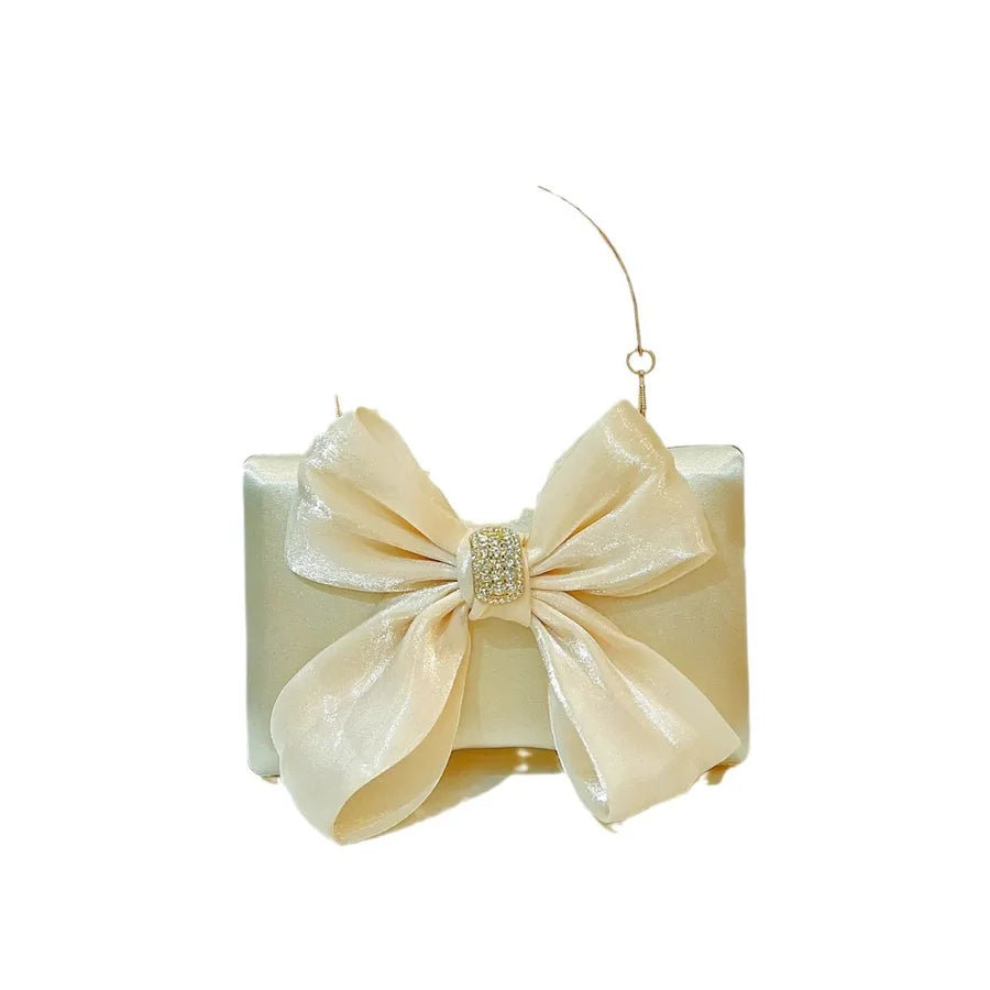 Retro Butterfly Knot Fairy Elegant Dinner Handbag Single Shoulder Crossbody Women's Bag Evening Clutch Polyester Square Bag