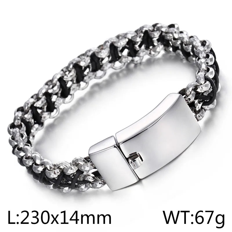 casual streetwear geometric stainless steel men's bangle