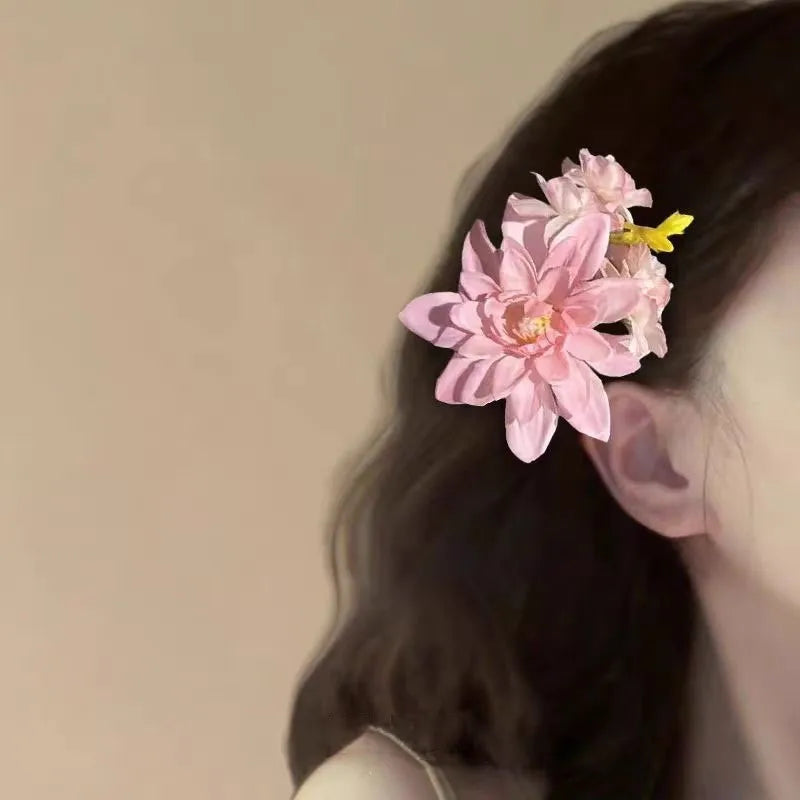 Super Fairy Artificial Flower Butterfly Flower Tassel Grip Female Sweet Style Unique and Exquisite Barrettes Ins All-Match Hair Accessories Fashion