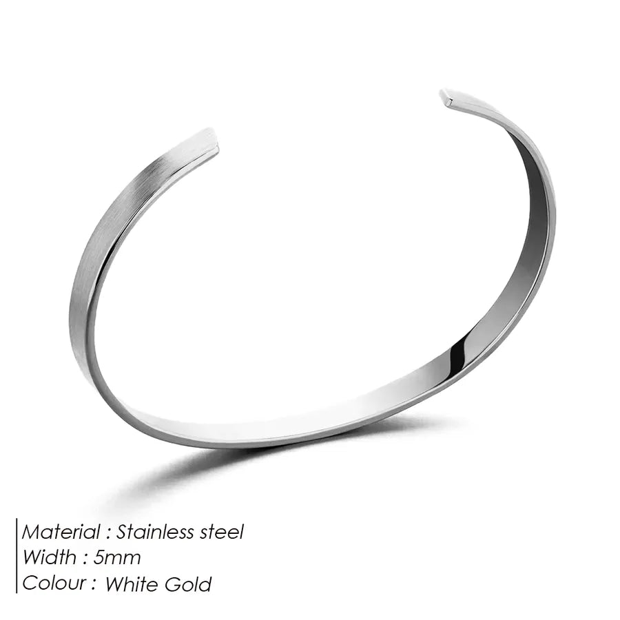 Basic British Style Streetwear Solid Color 304 Stainless Steel 18K Gold Plated White Gold Plated Men's Bangle