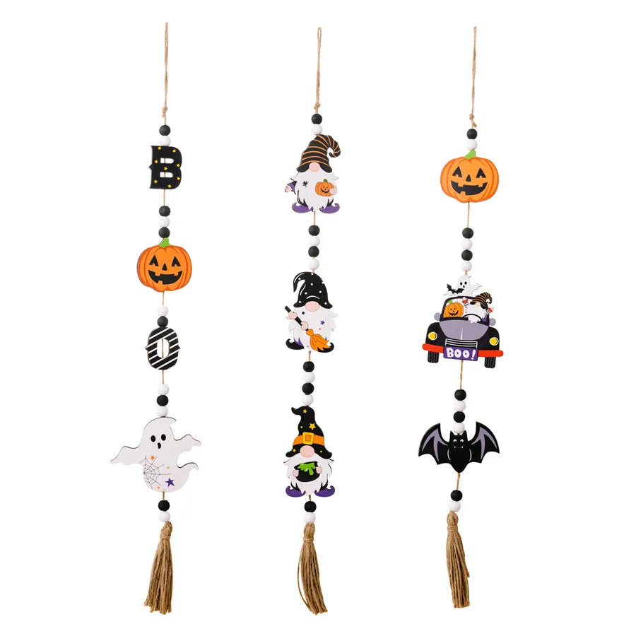 Wooden Halloween Decorations Pumpkin Witch Bat Hanging Ornaments Party Home Decoration Modern Simple Style Festive Atmosphere