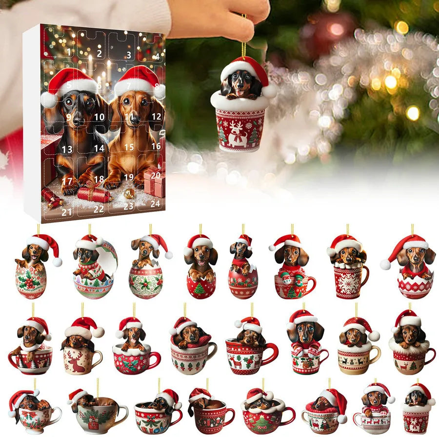 Creative Acrylic Flat Christmas Sausage Dog Blind Box Gift Set Festive Party Supplies Unique Holiday Themed Packaging
