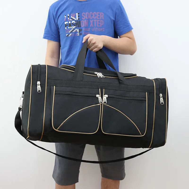 Women's  Simple Men's Duffel Bag Foldable Sports Bag Oxford Cloth Large Capacity Portable Crossbody Bag