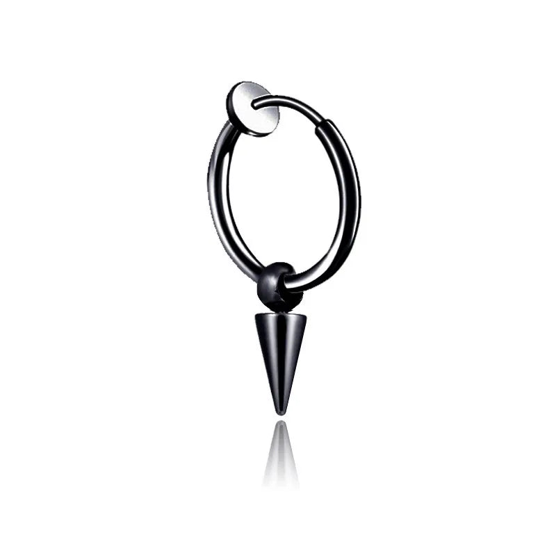 fashion stainless steel tassel single point cone earrings single